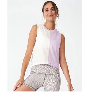 Cotton:On Body The Tank Top, Colorblock Purple & White, Size S New w/Tag